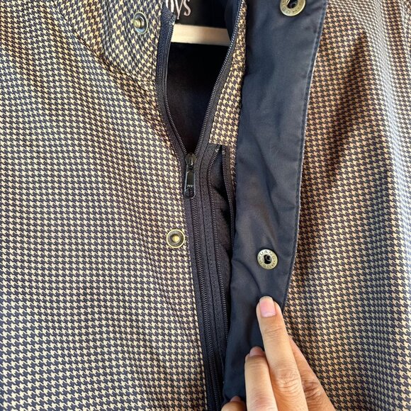 DryJoys by FootJoy Windbreaker Mens Large Brown Houndstooth Pullover Golf Jacket - Picture 8 of 12